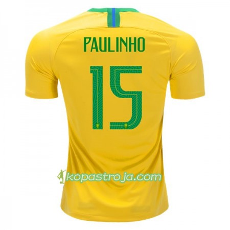 Billiga Fotbollströjor Brasilien Paulinho 15 VM 2018 Hemma tröja